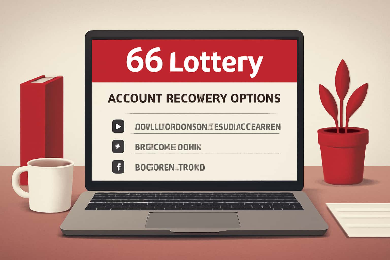 Informational graphic depicting account recovery options for 66 Lottery.