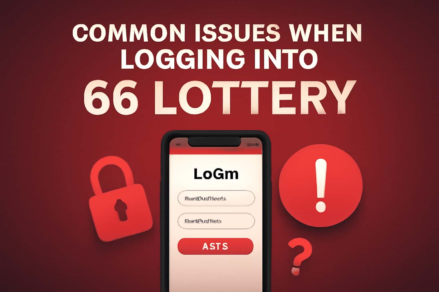 Informational scene detailing common login issues for 66 Lottery