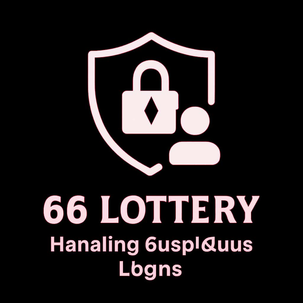 Badge design emphasizing security measures for 66 Lottery logins.