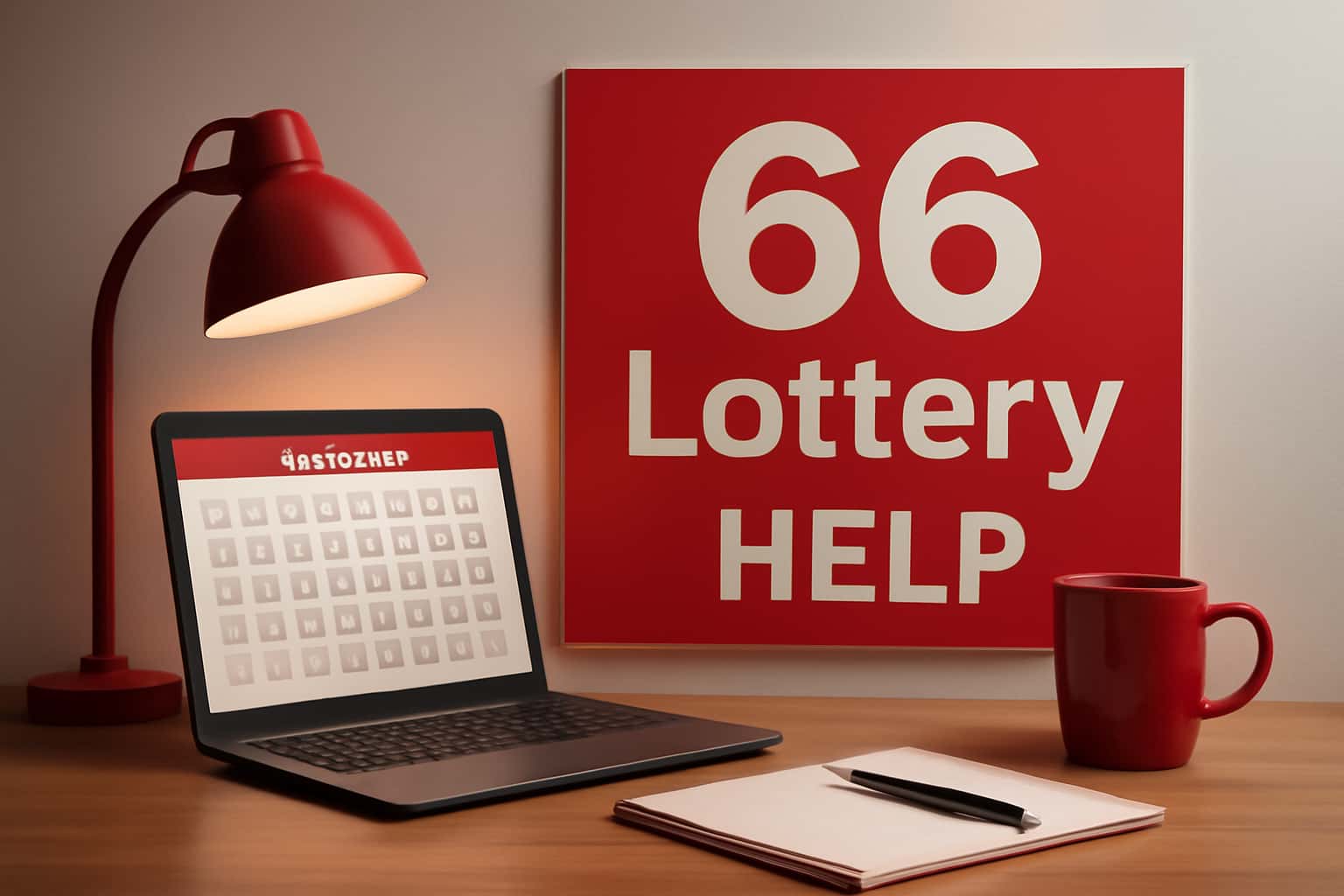 A professional informational scene showcasing 66 Lottery Help.