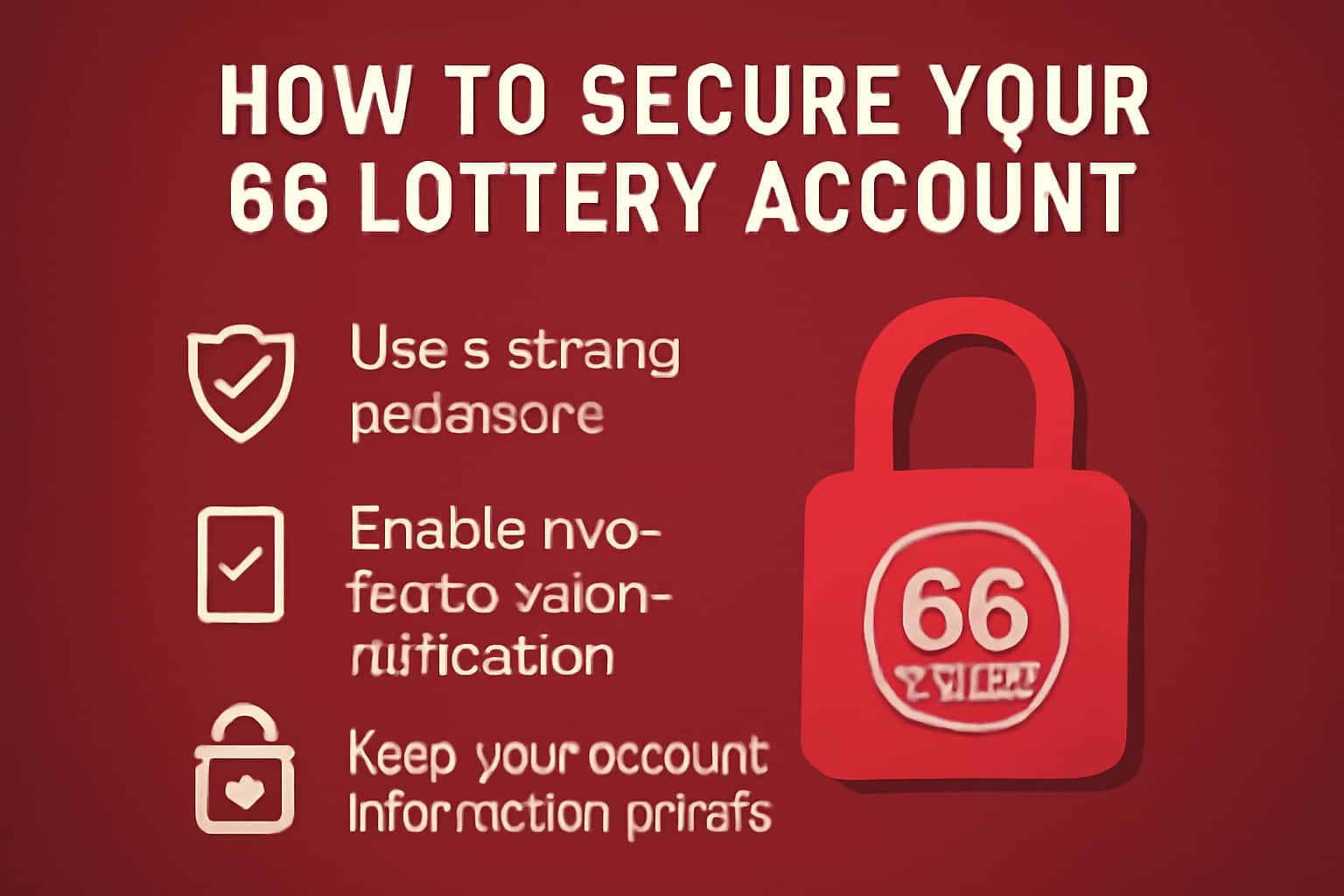 A high-tech, informational scene emphasizing the security of a 66 Lottery account.